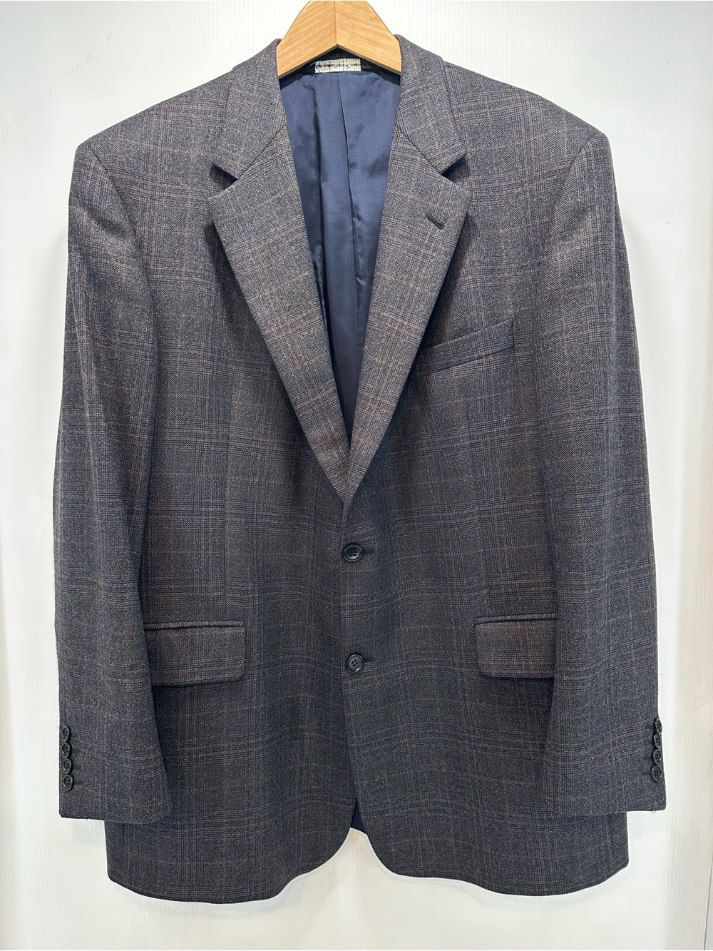 Coppley Ermenegildo Zegna Wool Plaid Blazer Sport Coat Grey 44R Vintage 🇨🇦